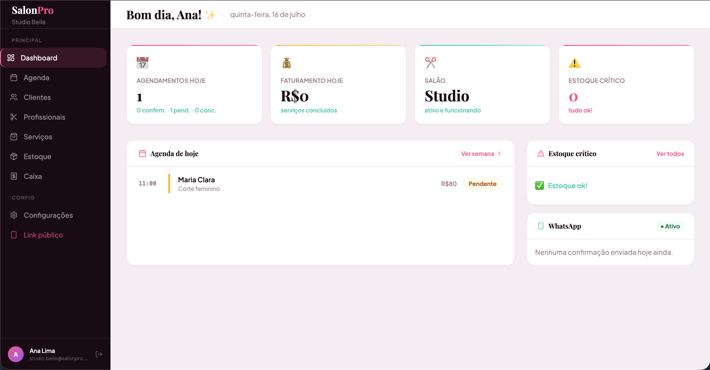 SalonPro Dashboard